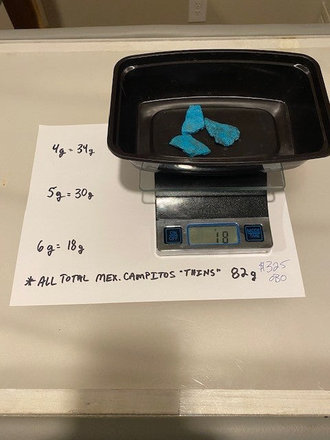 Campitos Turquoise Rough Stabilized — 92g Lot, 4g-6g THINS